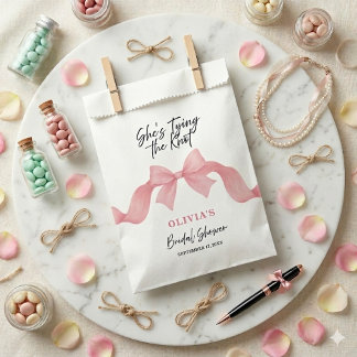 Sachets En Papier Nœud Rose Mignon Elle Attache le Nœud Réception de