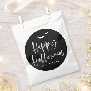 Sachets En Papier Noir et blanc Happy Halloween Brush Calligraphie