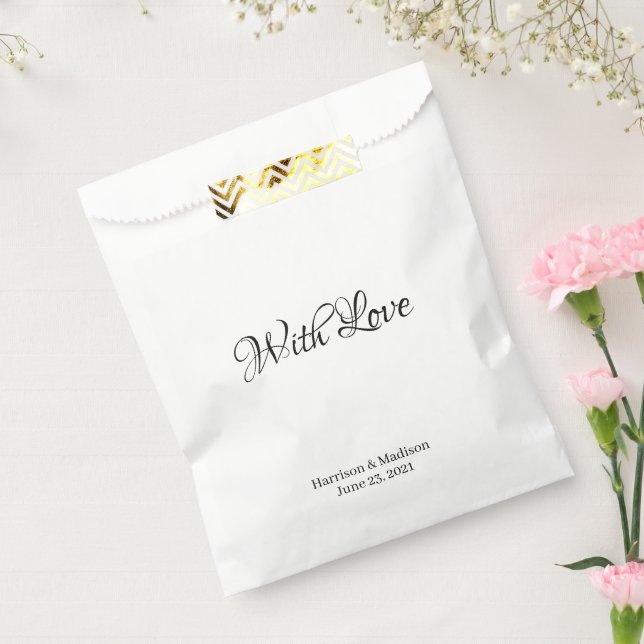 Sachets En Papier Nom de script noir personnalisé Mariage cadeau Fav (Scellé)