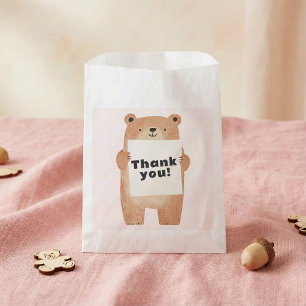 Sachets En Papier Nom ou message de l'ours mignon Signer rose
