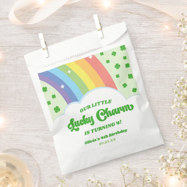 Sachets En Papier Notre Petit Charme Chanceux Rainbow Birthday Party (Coupé)