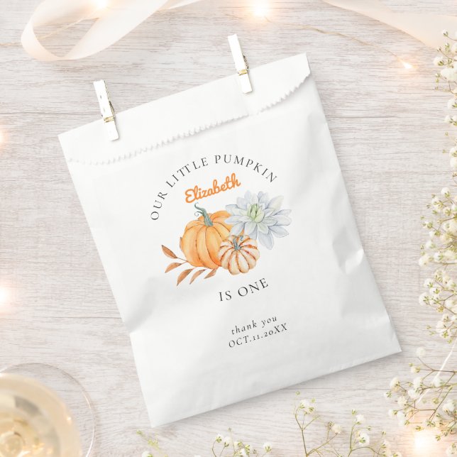 Sachets En Papier Notre petit Citrouille 1er anniversaire Floral Fal (Coupé)
