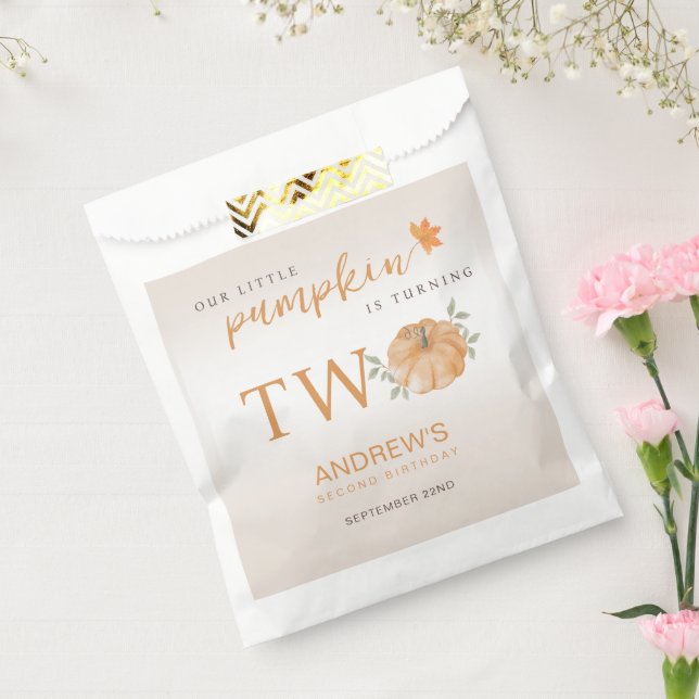 Sachets En Papier Notre Petit Citrouille Automne Automne 2e Annivers (Scellé)
