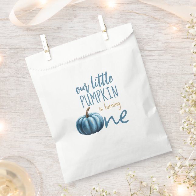 Sachets En Papier Notre petit Citrouille bleu 1er anniversaire (Coupé)