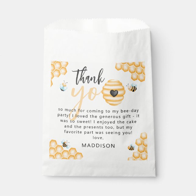 Sachets En Papier Notre petit miel | Premier anniversaire (Devant)