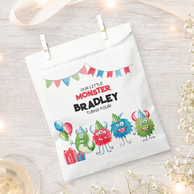 Sachets En Papier Notre petit monstre | Photo fête d'anniversaire (Coupé)