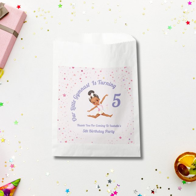 Sachets En Papier Notre Petite Gymnaste Fait 5 Anniversaires Roses (Créateur téléchargé)