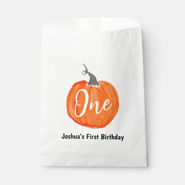 Sachets En Papier Nouvel anniversaire du citrouille d'aquarelle mign (Devant)