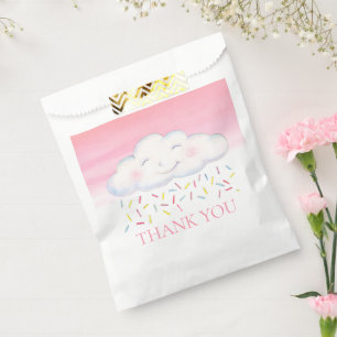 Sachets En Papier Nuage bébé saupoudrer d'aquarelle rose merci