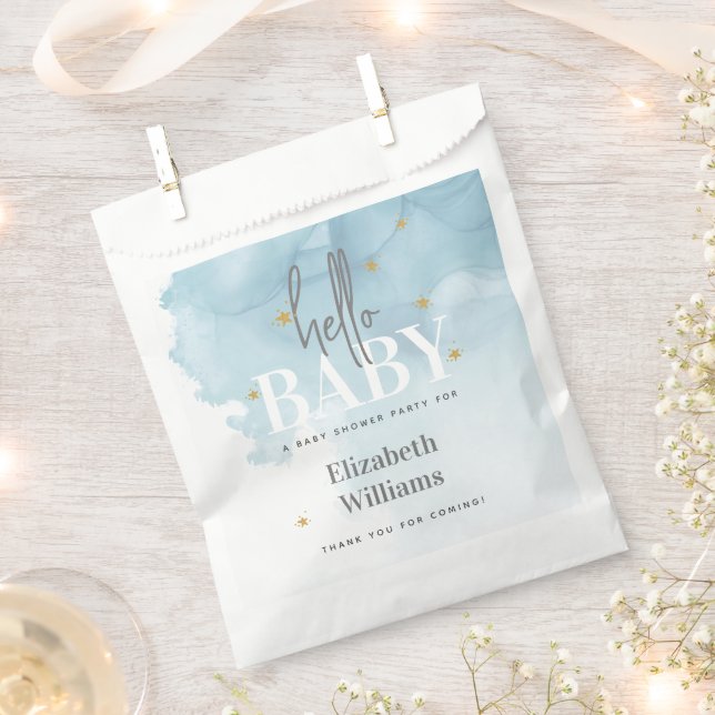 Sachets En Papier Nuages et étoiles Bonjour Baby shower (Coupé)