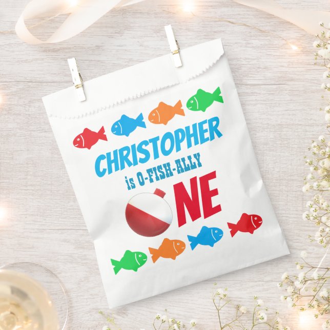 Sachets En Papier O-Fish-Ally Une pêche 1er anniversaire (Coupé)