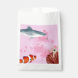 Sachets En Papier Ocean Animaux Party Requin Poisson rose Merci