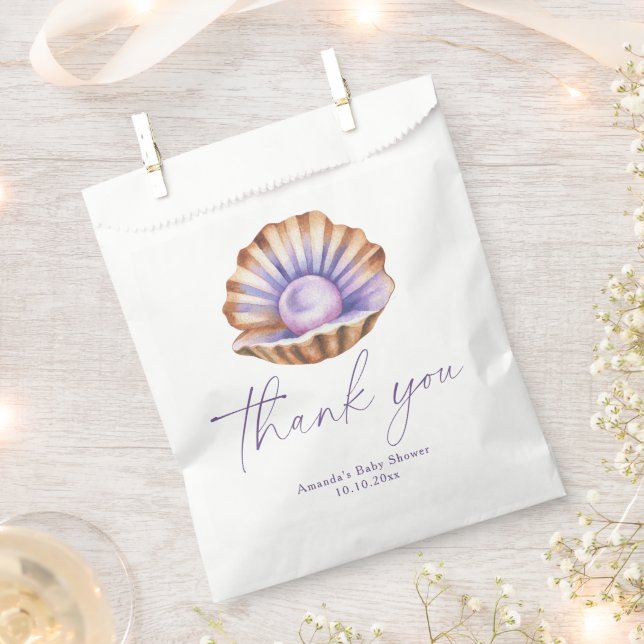 Sachets En Papier Ocean Little Pearl Baby Shower Thank you (Coupé)