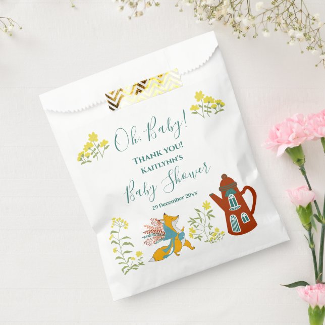 Sachets En Papier Oh, bébé Fox et fleurs Baby shower cadeau (Scellé)