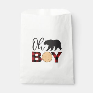 Sachets En Papier Oh Boy Bear Buffalo Plaid Baby shower