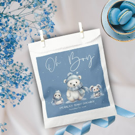 Sachets En Papier Oh Boy Winter | Baby shower de bois modifiable
