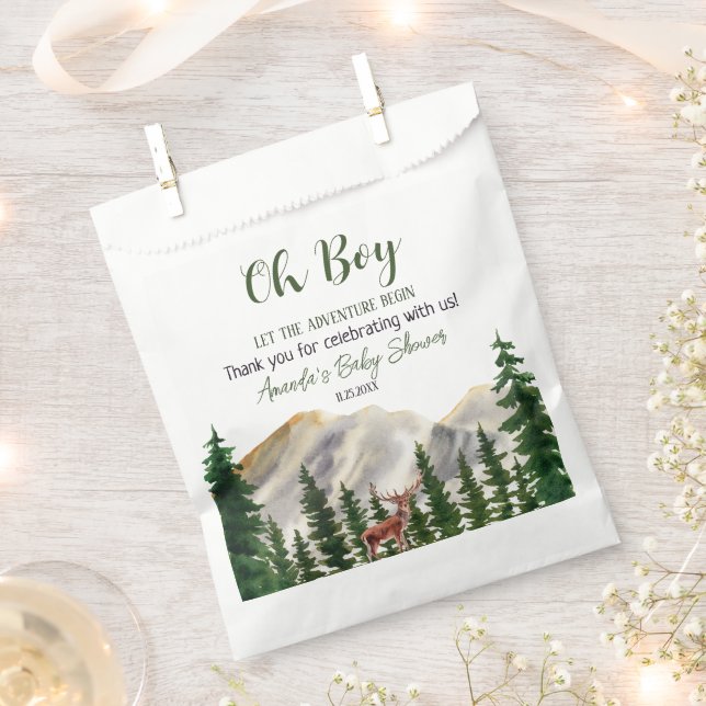 Sachets En Papier Oh Boy Woodland Deer Baby shower (Coupé)