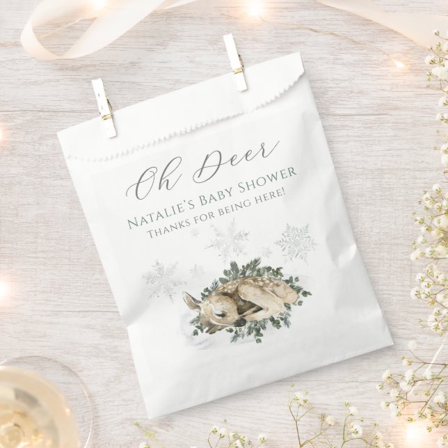 Sachets En Papier Oh Deer Woodland Blue Green Baby shower (Coupé)