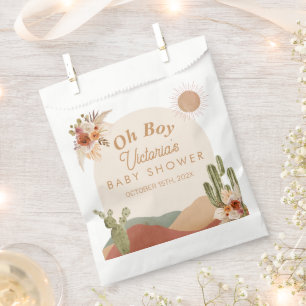 Sachets En Papier Oh garçon Baby shower Cactus Désert du sud-ouest
