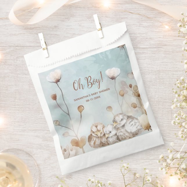 Sachets En Papier Oh mon garçon ! baby shower d'aquarelle bleu (Coupé)