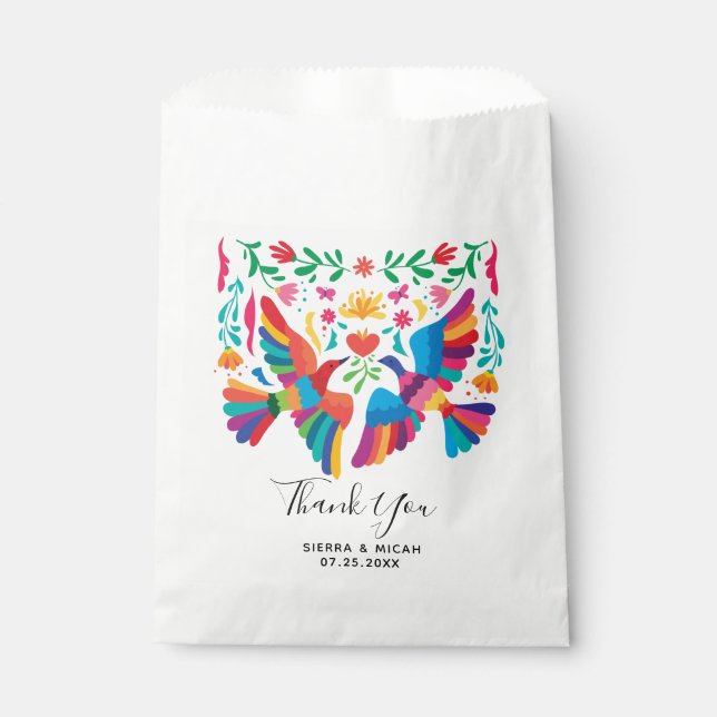 Sachets En Papier Oiseaux mexicains d'inspiration vive et fleurs (Devant)