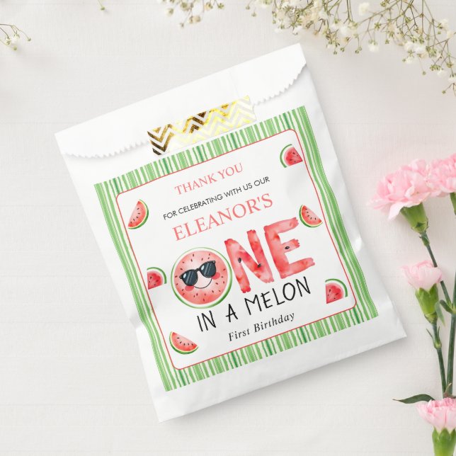 Sachets En Papier One in a melon 1st birthday watermelon Thank You (Scellé)