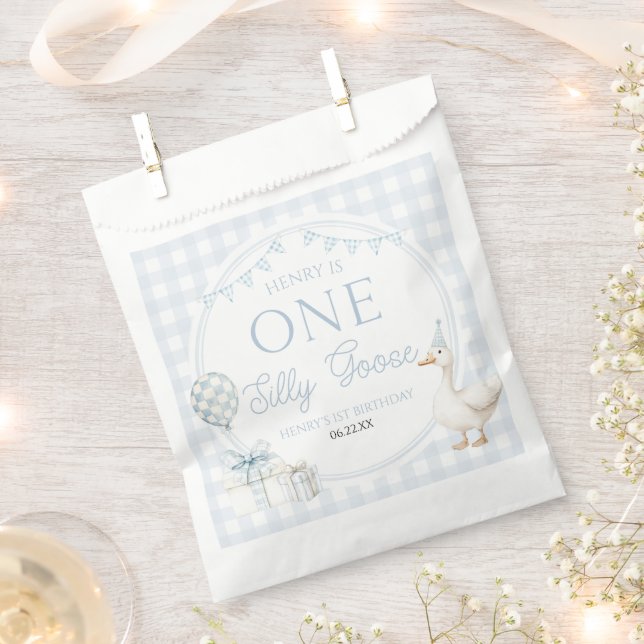 Sachets En Papier ONE Silly Goose Blue 1st Birthday Party (Coupé)