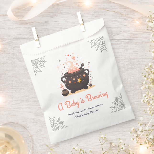 Sachets En Papier Orange A Baby is Brewing Halloween Baby Shower  (Coupé)
