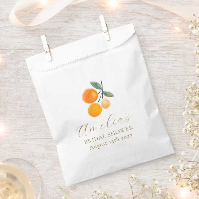 Sachets En Papier Orange Citrus Aquarelle Bridal Brunch Personnalisé (Coupé)