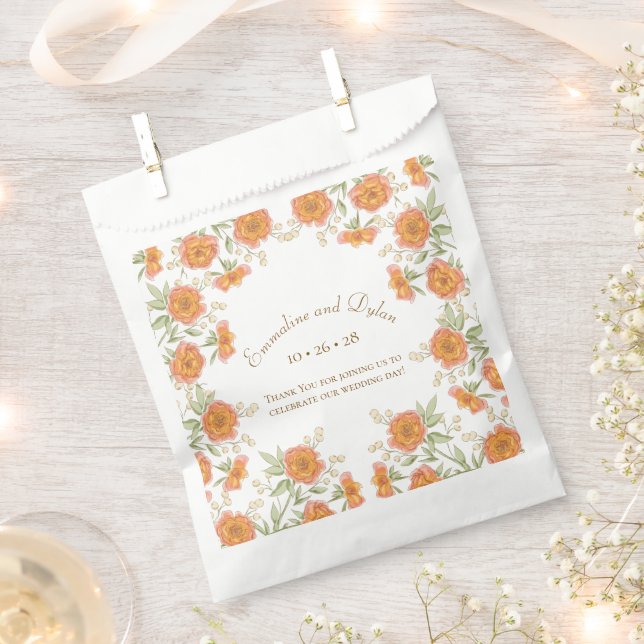 Sachets En Papier Orange Rose Wedding (Coupé)