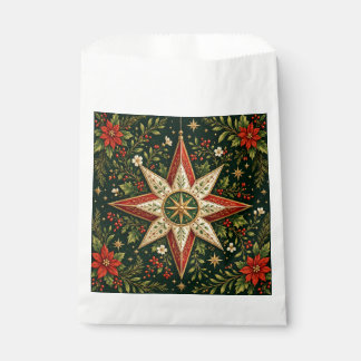 Sachets En Papier Ornement étoile de Noël vintage Poinsettia Holly