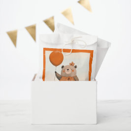 Sachets En Papier Ours de robe orange plaqué avec poil