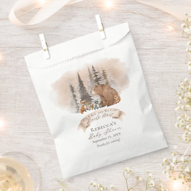 Sachets En Papier Ours des bois |Animaux Baby shower Bearly Wait Boy (Coupé)