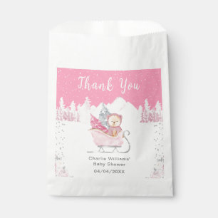 Sachets En Papier Ours d'hiver Rose Traîneau Baby Shower Merci