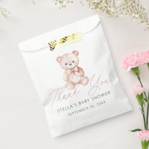 Sachets En Papier Ours en peluche fille Merci Baby Shower