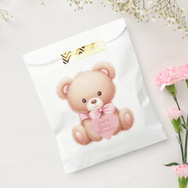 Sachets En Papier Ours en peluche rose (Scellé)