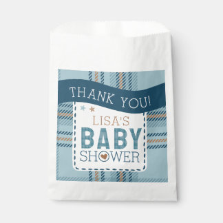 Sachets En Papier Ours en peluche tartan personnalisable, douche béb