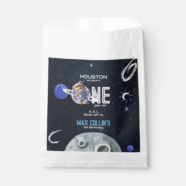 Sachets En Papier Outer Space Astronaut 1st Birthday (Devant)