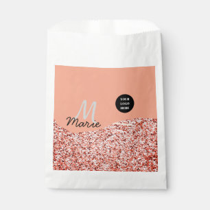 Sachets En Papier paillette bleue ajouter texte de logo merci de la 