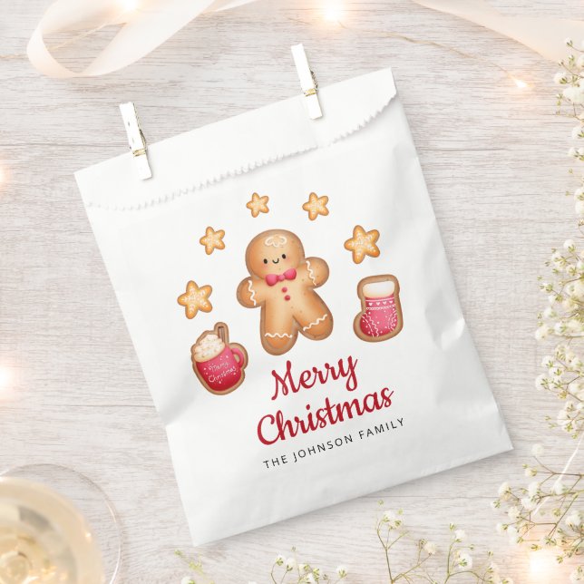 Sachets En Papier Pain d'épices Homme Rouge Script Noël (Coupé)