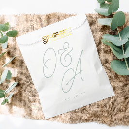 Sachets En Papier Pale Eucalyptus Oversize Script Monogram Mariage