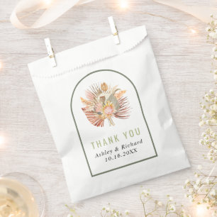 Sachets En Papier Palm, pampas herbe verte arche Merci mariage