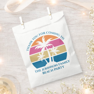 Sachets En Papier Palm Tree Tropical Personnalisé Sunset Beach Party