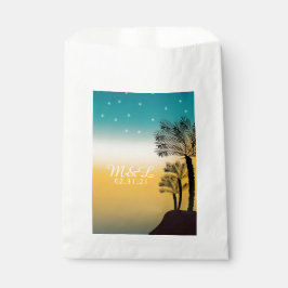 Sachets En Papier Palmier de mariage coucher de soleil tropical sur
