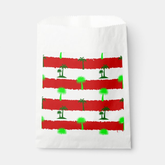 Sachets En Papier palmiers tropicaux de noël rayés (Devant)