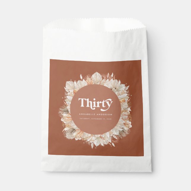 Sachets En Papier Pampas moderne herbe terre cuite 30e anniversaire (Devant)