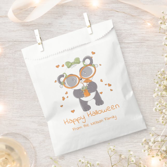 Sachets En Papier Panda Eyeball Boire Coeurs Heureux Halloween (Coupé)