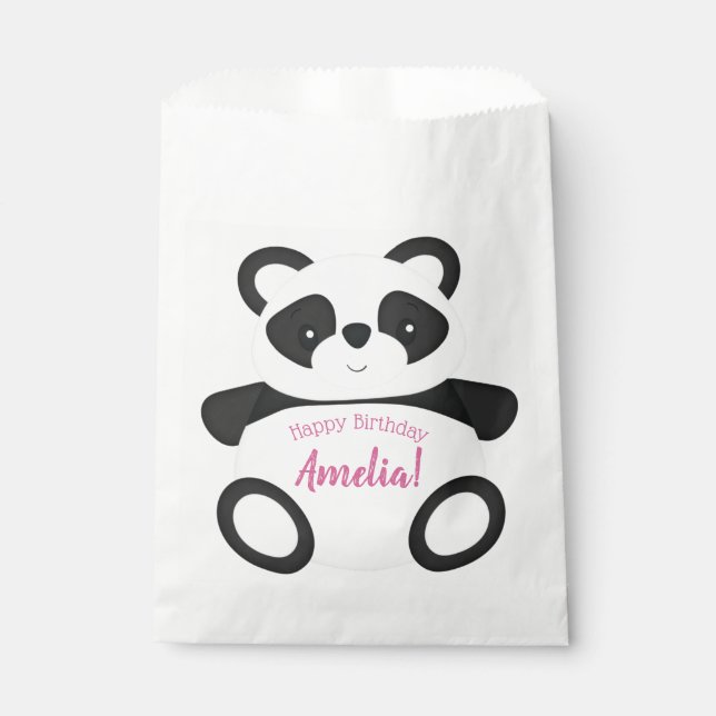 Sachets En Papier Panda Rose Bear fête d'anniversaire (Devant)