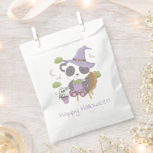 Sachets En Papier Panda Sorcière Casquette Lune Joyeuse Halloween (Coupé)