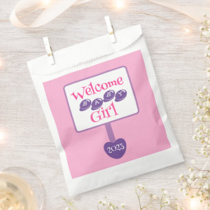Sachets En Papier Panneau Douche bébé rose mignonne et pourpre